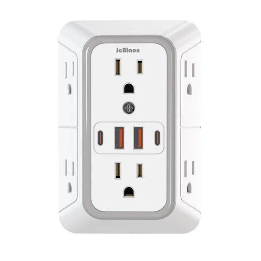 10-in-1 Fast Charging Station [6 AC + 4 USB | Dual USB-C | Surge Protection]